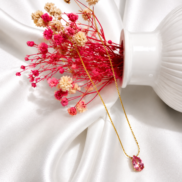 Pink Crystal Drop Necklace