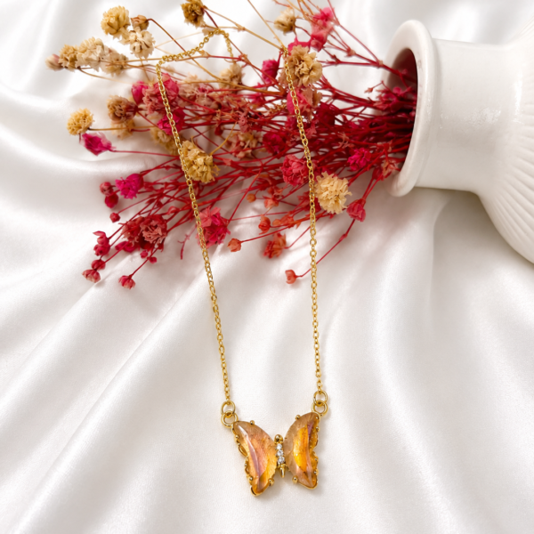 Pink Butterfly Necklace