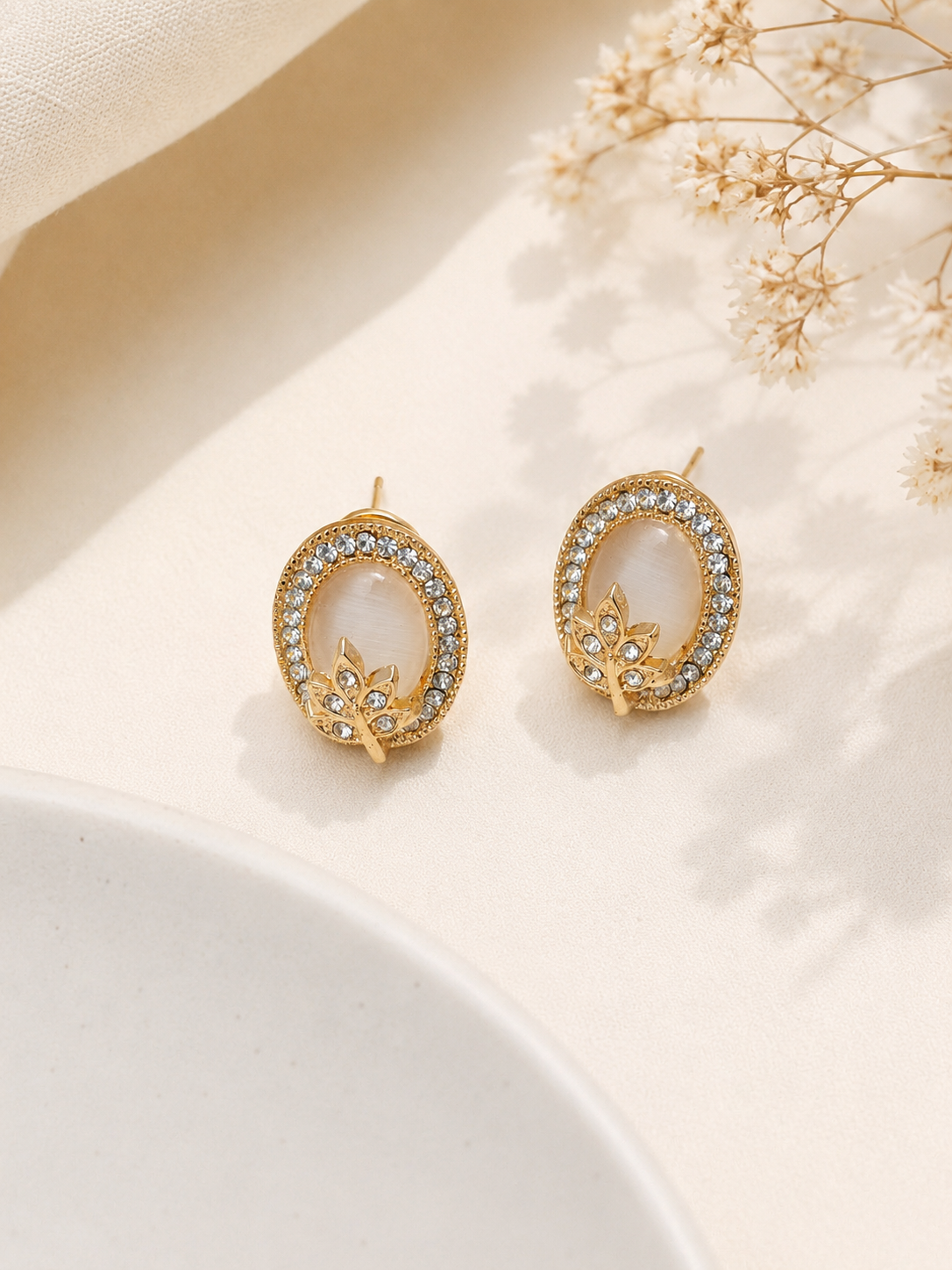 Crystal Leaf Earrings